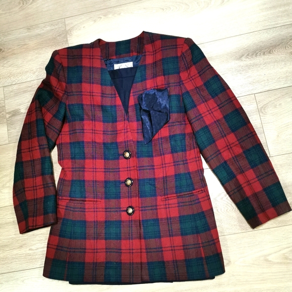 Vintage Le Suit Ladie's 80's Suit Plaid Wool Blend - Picture 4 of 5